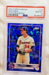 2022 Topps Chrome Sapphire Max Fried Blue PSA 10 Braves / Yankees MLB Playoff - Picture 1 of 5