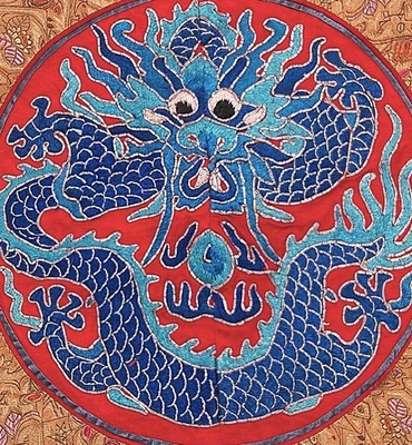 Antique Vintage Embroidery Silk Chinese Opera Costume Waves Phoenix - Image 1 of 4