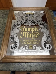 Vintage RUMPLE MINZE Peppermint Schnapps Mirror Bar Advertising 25.5" x 19.5" - Picture 1 of 6