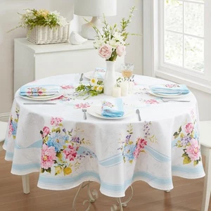Easter Cottage Rose Round Fabric Tablecloth, 70 Inch, Easy Care and Stain Res... - Picture 1 of 9