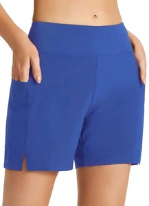 Women's Tummy Control Swim Bottoms Shorts High Waisted Bathing Suit Bottom 5"... - Picture 1 of 7