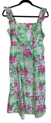Vestido midi feminino verde tórrido rosa floral sem mangas gola quadrada tamanho 0X - Imagem 1 de 4