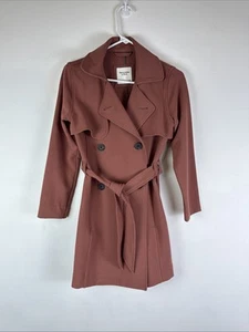 Abercombie & Fitch Double Breasted Jacket Coat Womens XS Brown Belted - Picture 1 of 21
