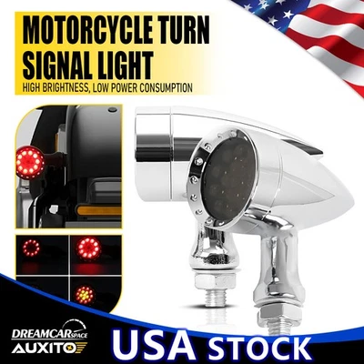 Par de mini luces LED ámbar rojas para motocicleta indicador de señal de giro luces de freno Foto 1 de 4