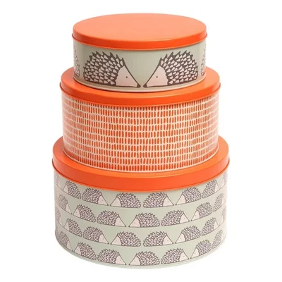 Scion Dexam Spike Hedgehog Set of 3 Round Metal Reusable Cake Tins rrp £35