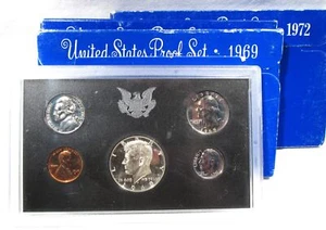 Lot of 3 Proof Sets 1969, 1970, 1972w/ Cameo Coins AS101 - Picture 1 of 7