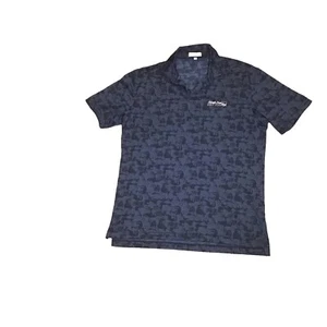 Peter Millar Polo Shirt Mens Medium Blue Guitar All Over Print Golf Performance - Picture 1 of 9