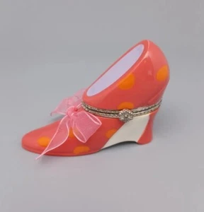 Zapato de tacón alto rosa Hallmark con arco caja baratija reina de suela - Imagen 1 de 15