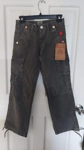 New True Religion Boys olive green Sz 10 cargo Big T pants - Picture 1 of 2