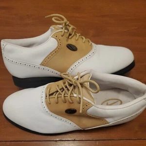 Nike Women's Golf Shoes White Tan US 8 Model 970709 Y3 Country Club Saddle - Picture 1 of 12