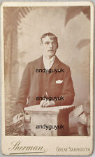 CDV HANDSOME YOUNG MAN SHERMAN GREAT YARMOUTH ANTIQUE BACK PICTURE BACK EAGLE