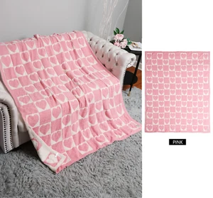 ComfyLuxe Checkered & Heart Pattern Throw Blanket - Picture 1 of 7