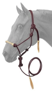 Nylon Rope Halter - Rawhide Noseband - Lead with Horse Hair Tassel - 9 Color - Picture 1 of 18