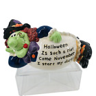 VTG Halloween Witch Candy Dish Bowl Ceramic Funny Saying Kitsch 12" x 4.5" *FLAW
