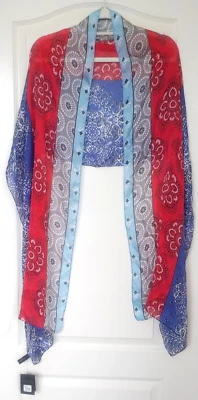 Lane Bryant scarf - NWT - blue + red pattern - 80 x 20 (+ bonus FREE L.B. scarf) - Image 1 of 4