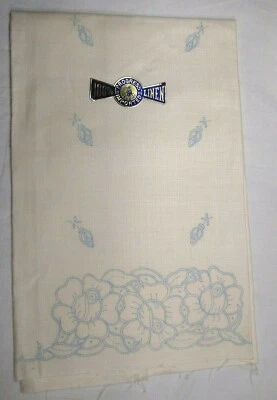 Progress Rose & Rose Buds Dish Towel 100% Pure Linen  U.S.A. Cut Work Rust Mark - Image 1 of 4