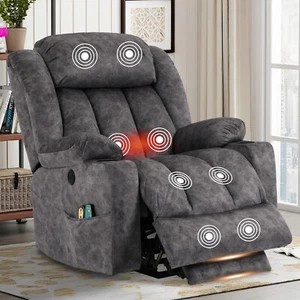 Big Tall Power Lift Chair Massage and Heat Recliner Chair with Extended Footrest - Picture 1 of 37