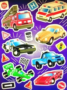 **VINTAGE** SUPER MAXI VEHICLES theme Sandylion Stickers GLOW IN THE DARK - Picture 1 of 1