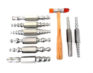 Große hochpolierte große Umformpfähle 8er Set mit Urethanhammer - Bild 1 von 1