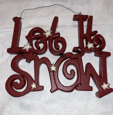 Let It Snow Wall Hanger, Rustic, 12"x10” approx Stars Wire Hanger - Image 1 of 4