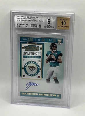 GARDNER MINSHEW 2019 Rookie Contenders AUTO CHAMPIONSHIP TICKET RC 29/49 BGS 9 - Image 1 of 2