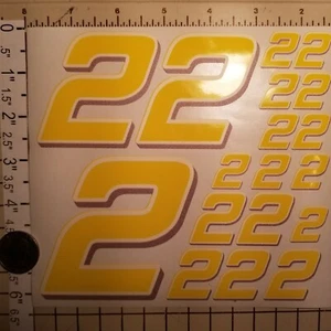 Yellow w/white & lavender #2's Racing Numbers Vinyl Decal Sheet 1/10-1/12 - Picture 1 of 11