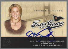 Summer Sanders IP auto signed 2004 Donruss Elite Fans of the Game #203FG-3 card