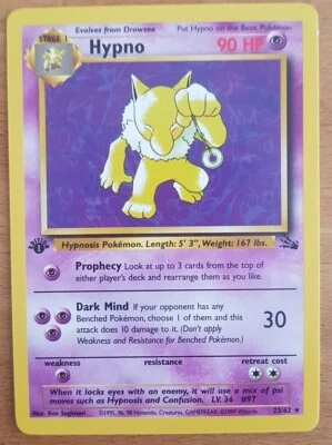 Pokemon Karte Hypno 23/62 Fossil 1. Edition Englisch NM - Bild 1 von 2