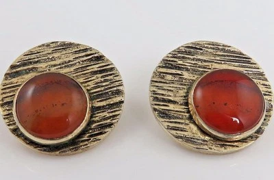 Gemelos pesados modernistas cornalina esterlina vintage Foto 1 de 4