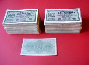 100 Stück Reichsbanknoten : 1000 Tausend Mark - 1922 Geldscheine Konvolut - Bild 1 von 1