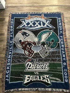 2005 Superbowl XXXIX Patriots Vs. Eagles throw blanket Tapestry. - Picture 1 of 9