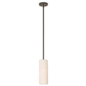 Livex Meridian 1 Light Mini Pendant, Bronze/Oatmeal Color Hardback - 52130-92 - Picture 1 of 1