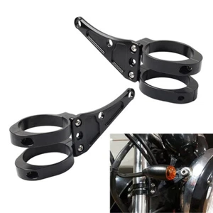 58MM Motorrad Scheinwerfer Halterung Clamp Gabel Rohr Halter Für Harley Schwarz - Picture 1 of 11