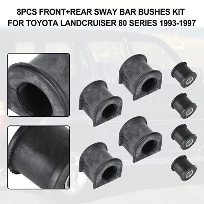 8Pcs Front+Rear Sway Bar Bushes Kit Pour Toyota Landcruiser 80 Series 1993-1997 - Image 1 of 4