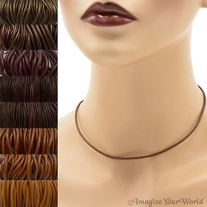 Brown Leather Cord Necklace Custom Handmade choker to 36 inches 16 22 24 30 18 + - Picture 1 of 12