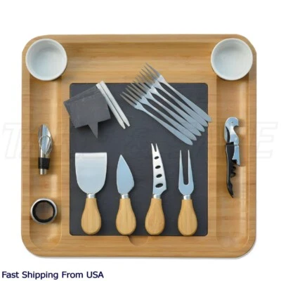 Juego de Tablero de Queso, Plato de Madera para Servir Tablero de Queso con Accesorios Foto 1 de 4