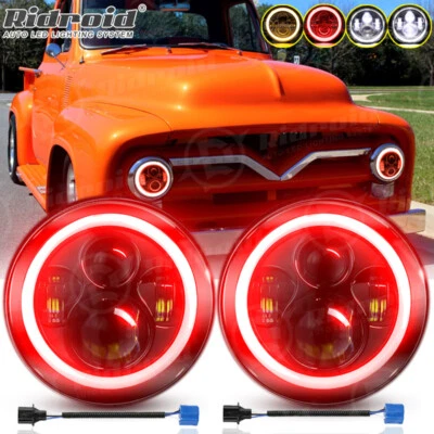 Faros LED redondos de 7 pulgadas Halo DRL para camioneta Ford F-100 F-250 F-350 1953-1977 Foto 1 de 4
