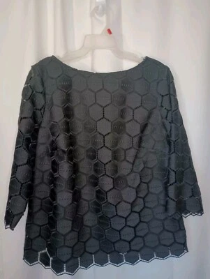 Talbots RSVP Mujer Negro Encaje Top 1X Cerradura Cuello Forrado Formal Fiesta Cápsula Foto 1 de 4