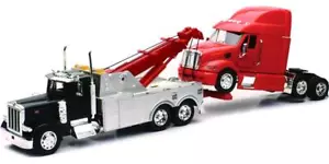 Peterbilt 379 Tow Truck Black with Peterbilt 387 Truck Tractor Red Set of 2 1/32 - Picture 1 of 4