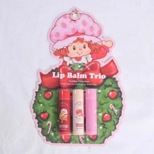 Strawberry Shortcake Lip Balm Trio Set of 3 Holiday Collection Flavored Pink Red - Picture 1 of 4