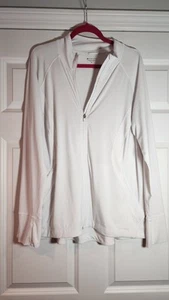 Athleta White Zip-Up Active Sweater 2X Minor Wash Wear - Picture 1 of 5
