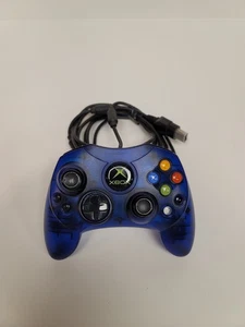 Original Xbox Controller S Type Blue Genuine OEM W/ Breakaway Cable Tested -Rare - Picture 1 of 9