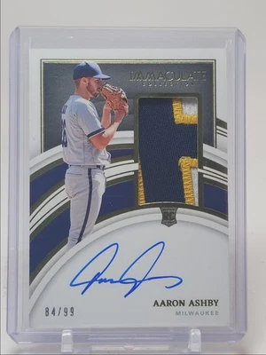AARON ASHBY 2022 IMMACULATE RPA ROOKIE PATCH AUTOGRAPH RC AUTO /99 Q3766 - Image 1 of 2