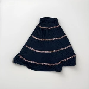 SKIRT WOMEN Midi Knit Gold Sequin TIERED ELASTIC BAND Fall sale black - Picture 1 of 1