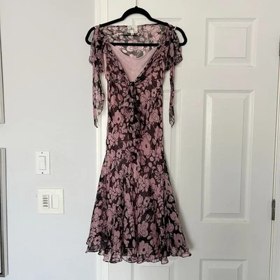 Vestido Milly Rosa Volantes 100% Seda Estampado Floral, Talla 4 Foto 1 de 4