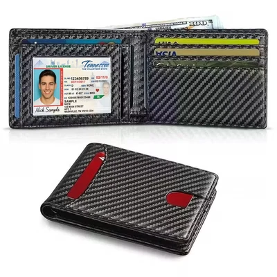 Men’s Slim Leather Bifold Wallet – RFID Blocking, Cards & Cash Slots, Gift Box - Image 1 of 4