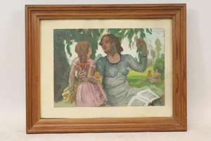 Mutter & Tochter Gouache signiert Johannes EPPELEIN (1891-1965) (BK6888) - Bild 1 von 12