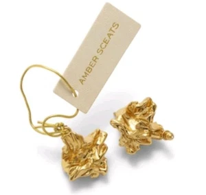 Bernstein Sceats Reese Ohrringe 24K vergoldet Grob Skulptur Ohrstecker Italien Modern - Bild 1 von 15