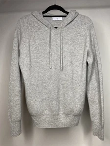 Never a Wallflower Women's Large Sweater 100% Cashmere Ribbed Gray Hoodie Hood - Picture 1 of 7