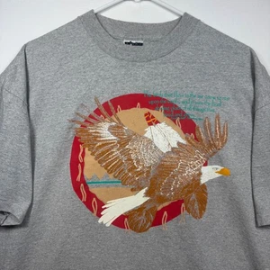 Vintage Tommy Hilfiger Native American Eagle Graphic T Shirt Made in USA Sz XL - Picture 1 of 8